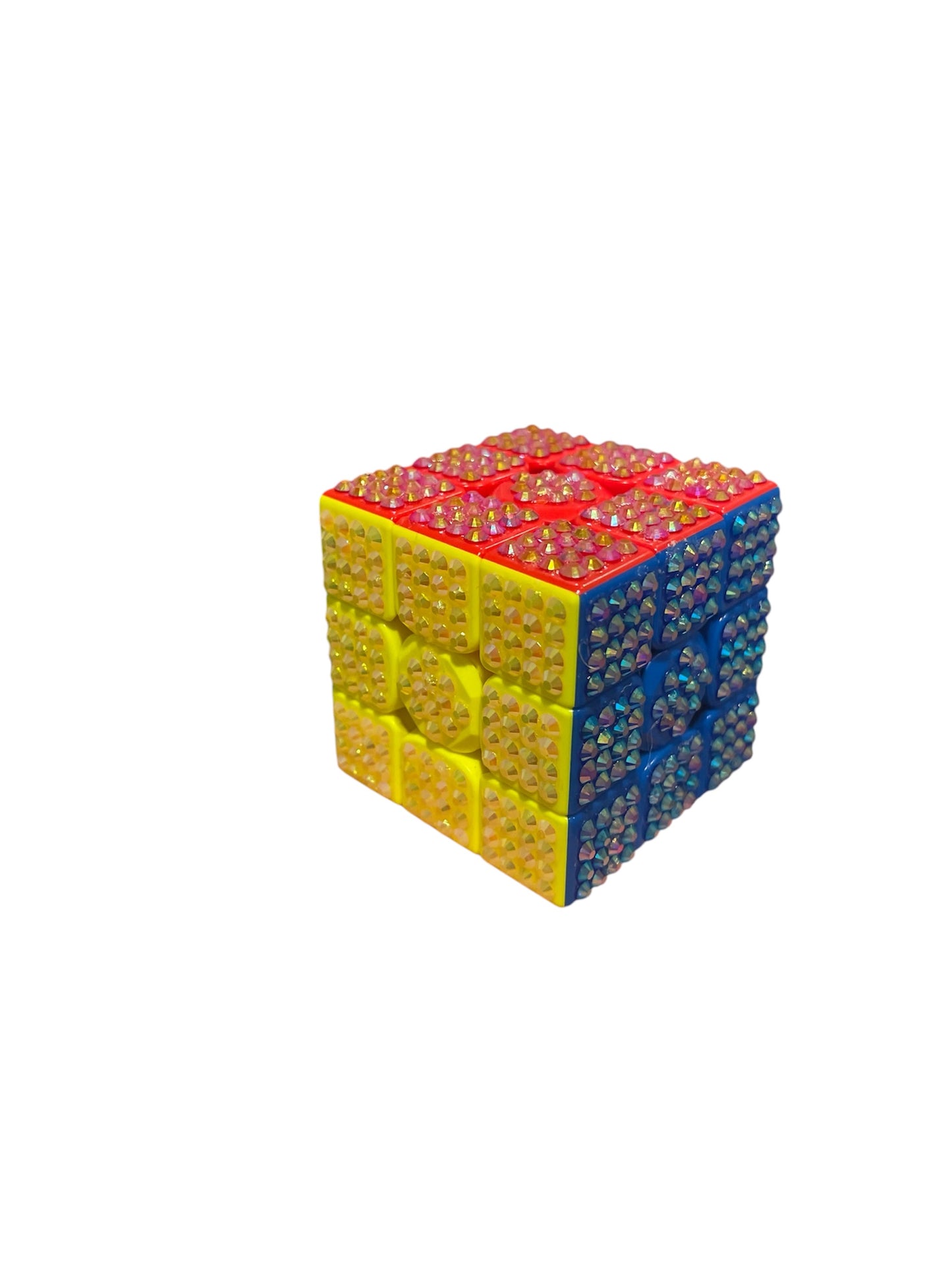 Magnetic Speed cube covered in sparkly rhinestones.